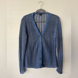 Lafayette 148 New York Hemp Long Sleeve Open Weave Cardigan Women's Size M